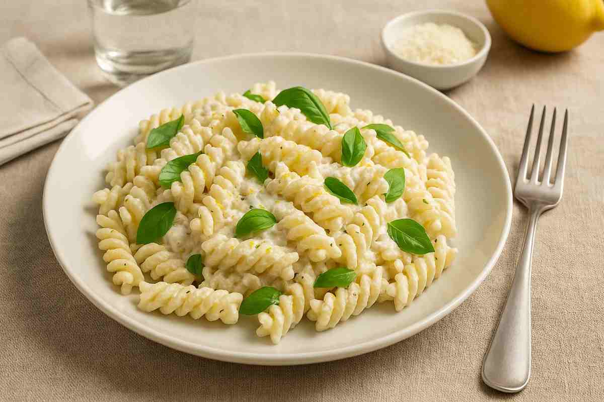 Un piatto di pasta cremosa alla ricotta