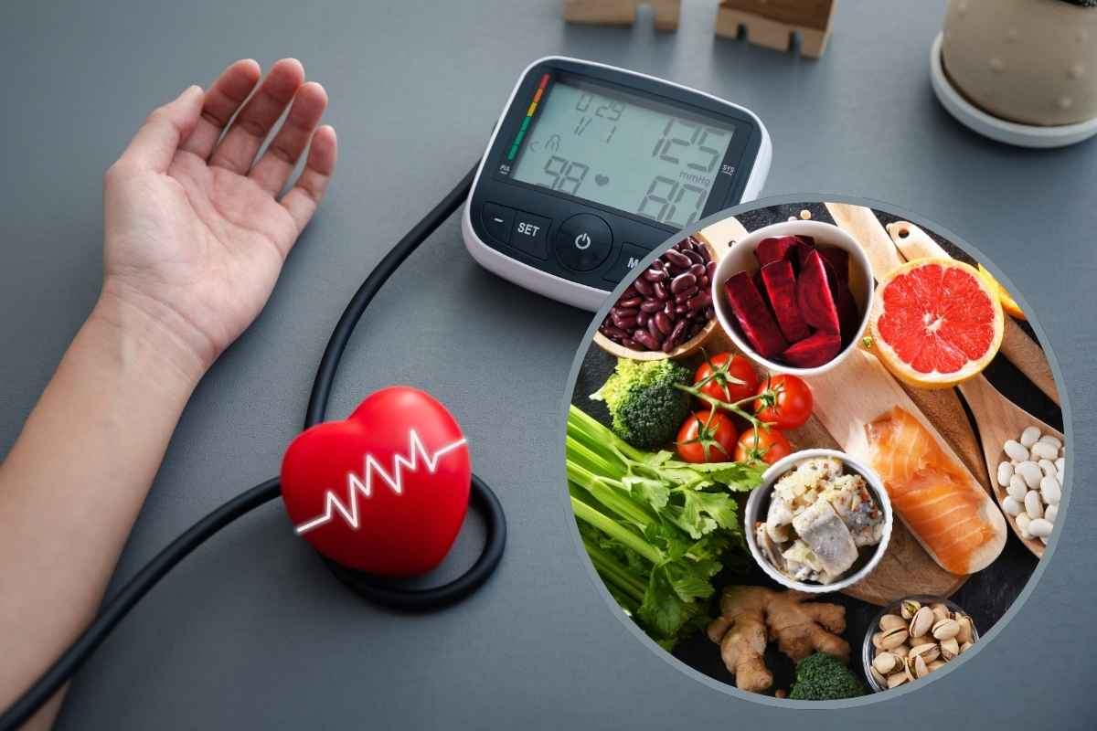 misurare la pressione e alimenti nel riquadro