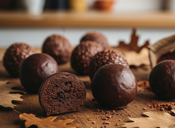palline al cacao ricoperte di cioccolato fondente