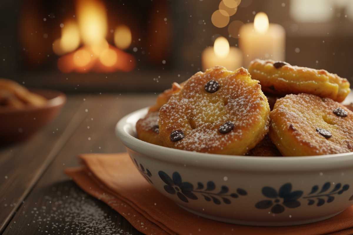 frittelline di zucca fritte con gocce di ciococlato