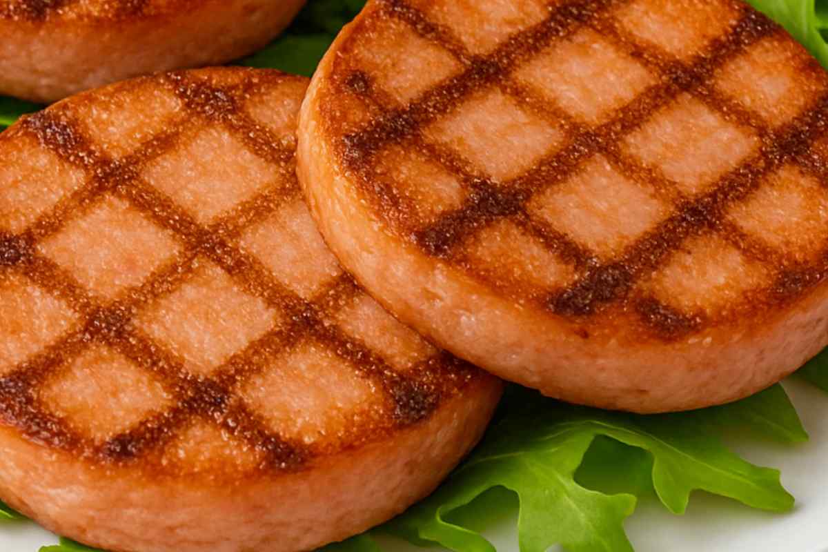 hamburger di prosciutto con insalata