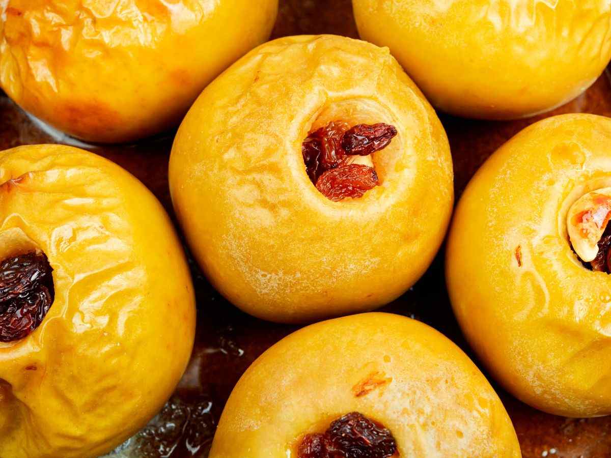 mele gialle cotte al forno con uvetta