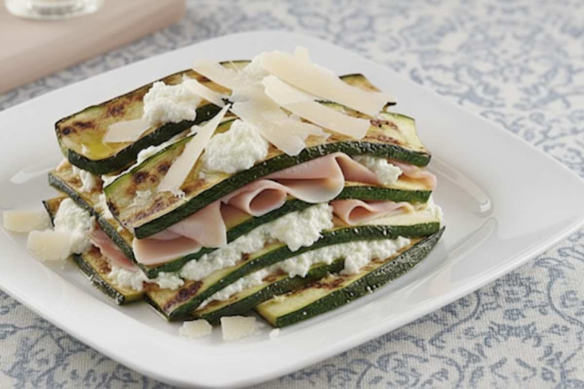 parmigiana di zucchine fredda con ricotta e prosciutto