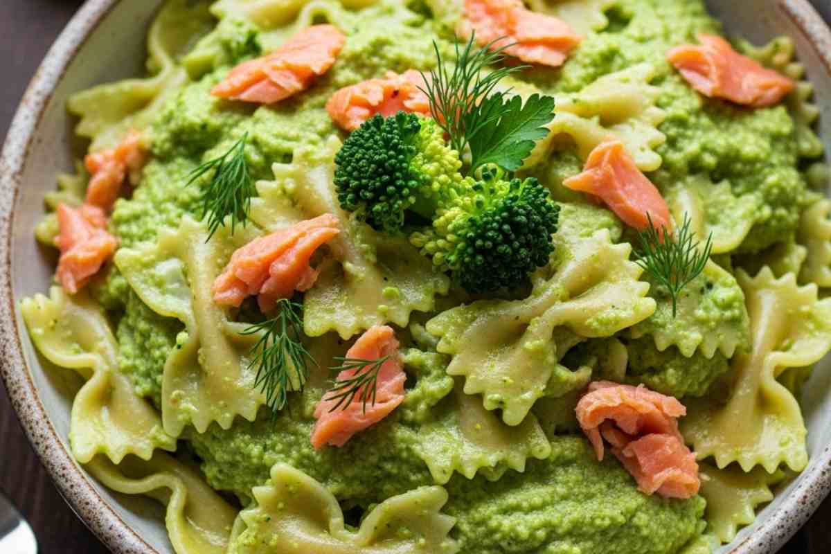 pasta formato farfalle con broccoli e salmone