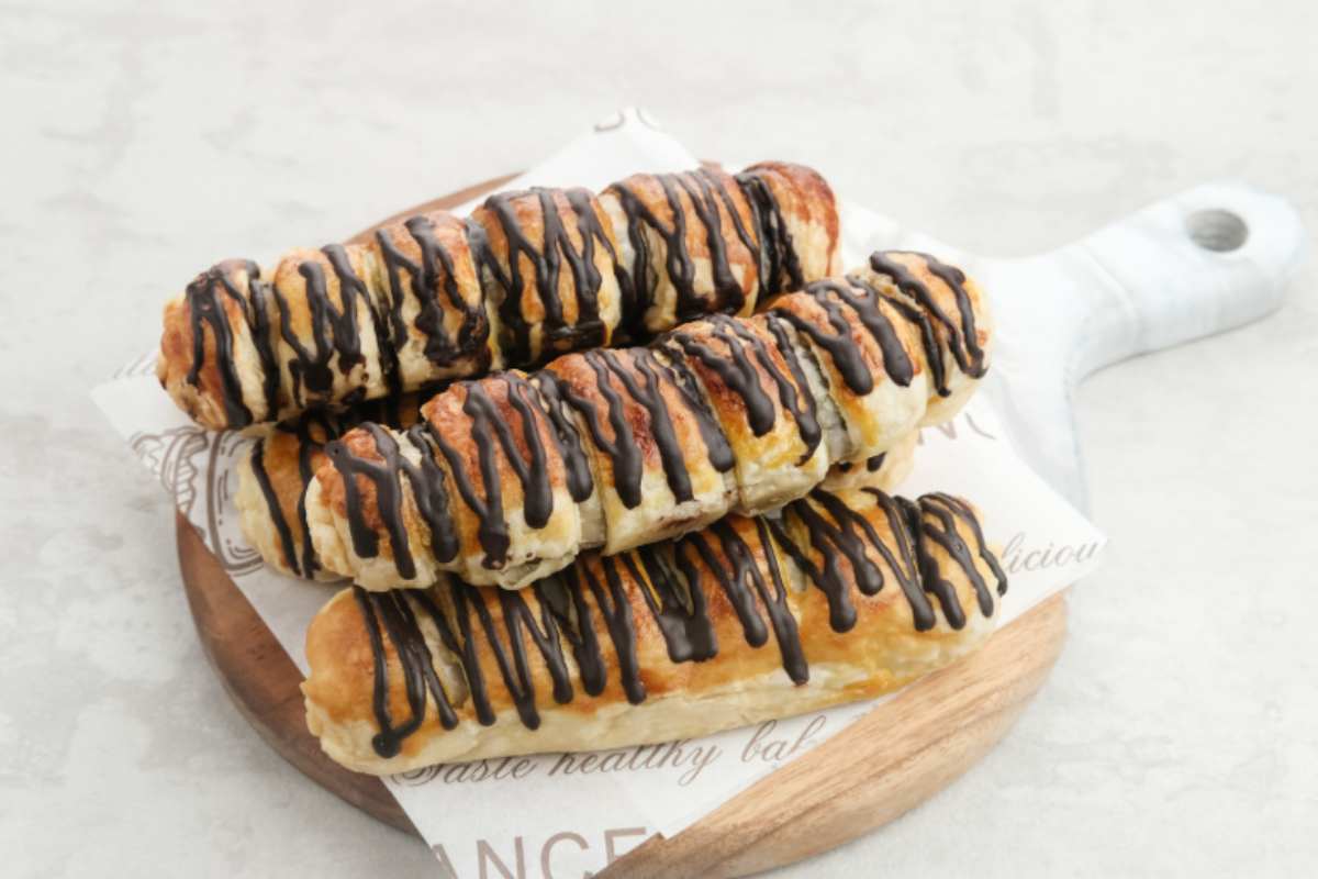 rotolini di banane con cioccolato
