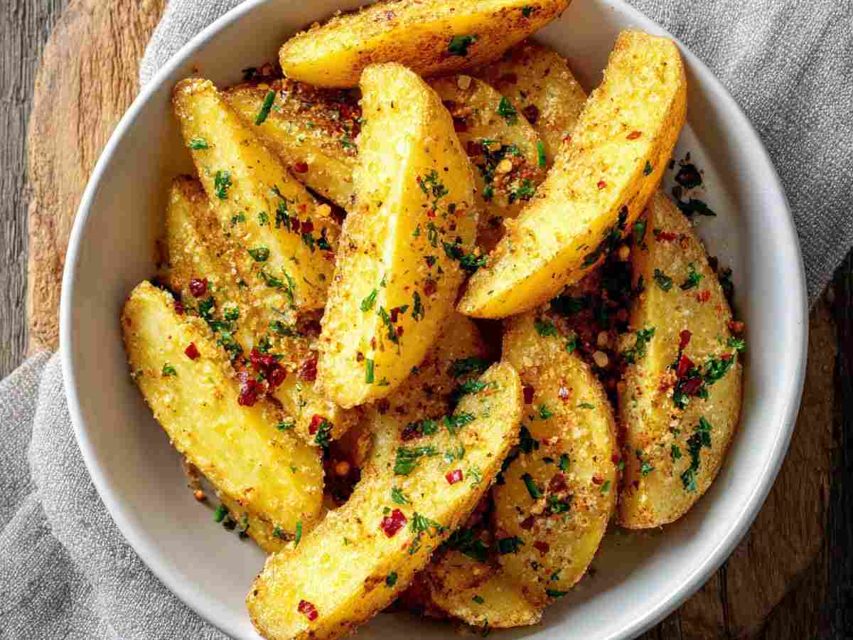 patate a spicchi condite con spezie e pangrattato