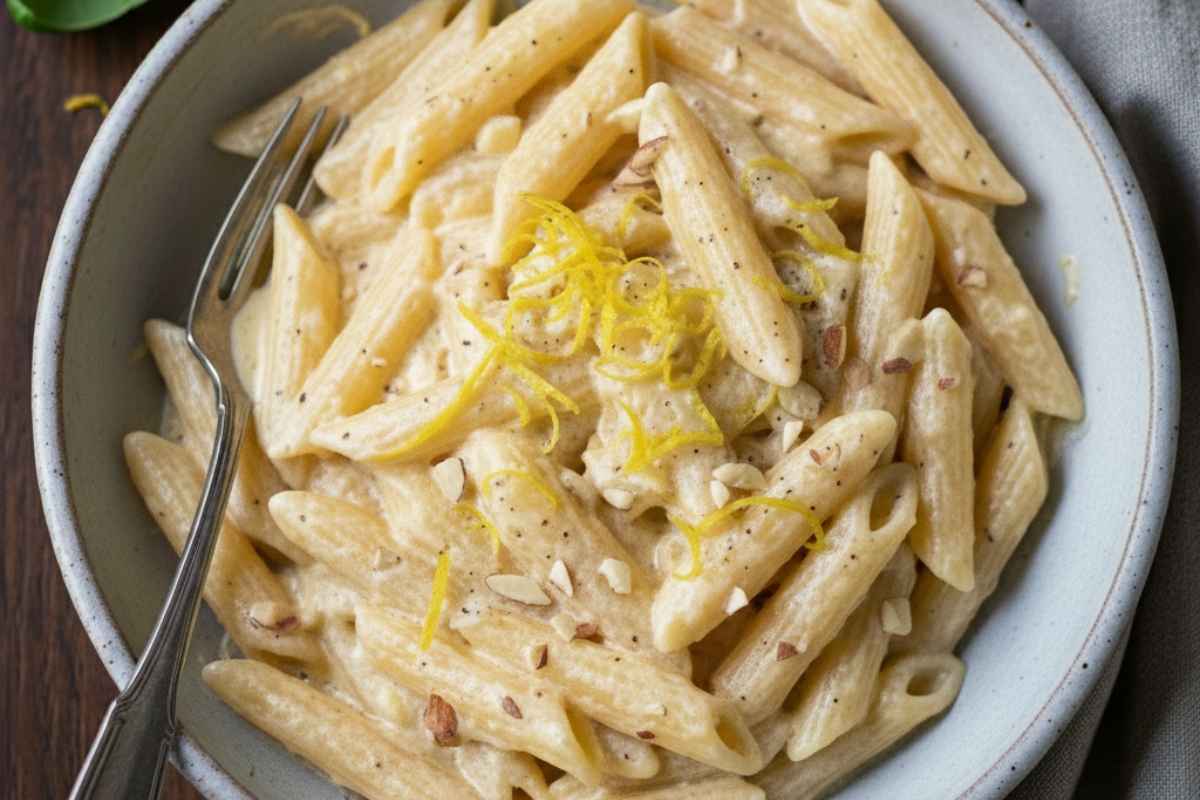 penne condite con crema di robiola e limone