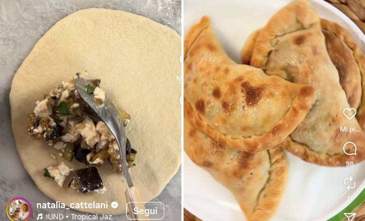 preparazione calzoni con feta e melanzane 