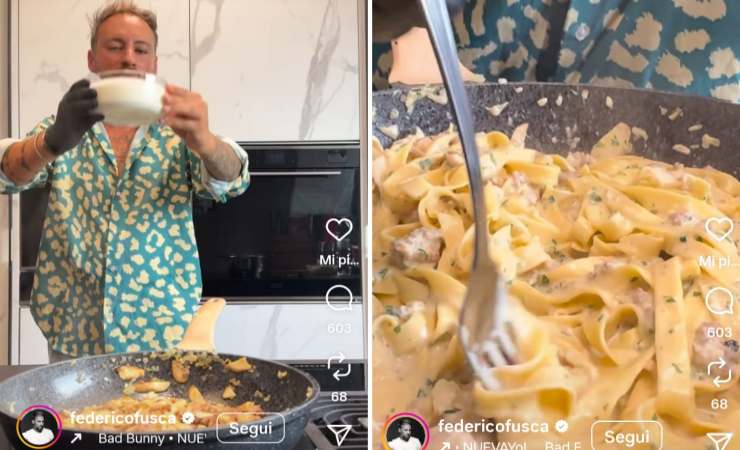 Federico Fusca prepara la pasta alla boscaiola