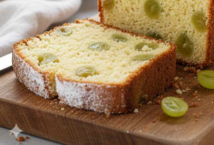 fetta di plumcake con pezzi di uva