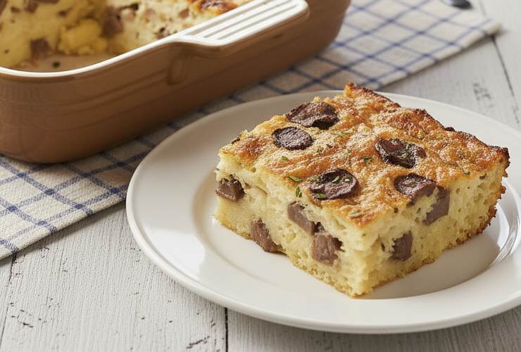 fetta di pasticcio di patate con funghi