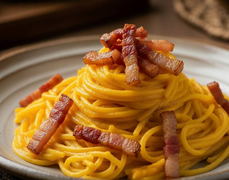 spaghetti cremosi alla zucca con guanciale