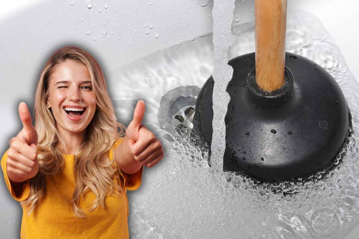 scarico lavello con sturalavandino e donna