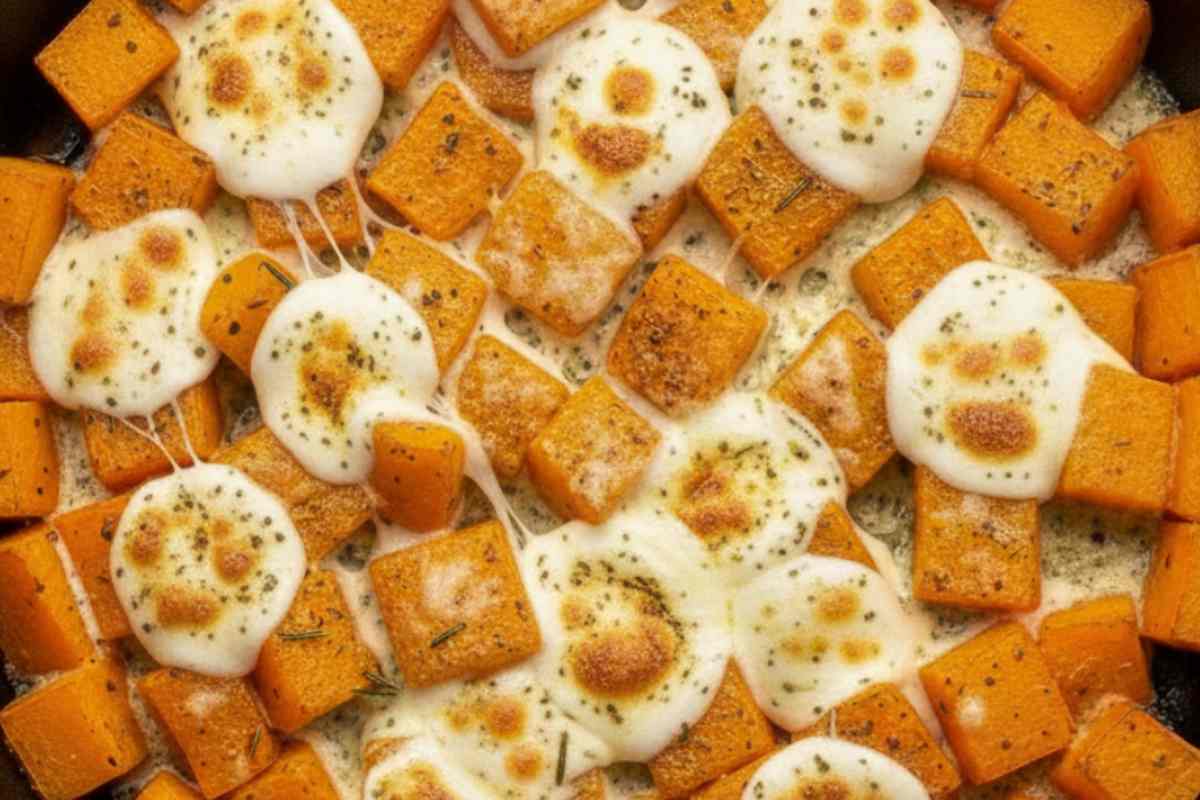zucca cotta in padella con mozzarella filante