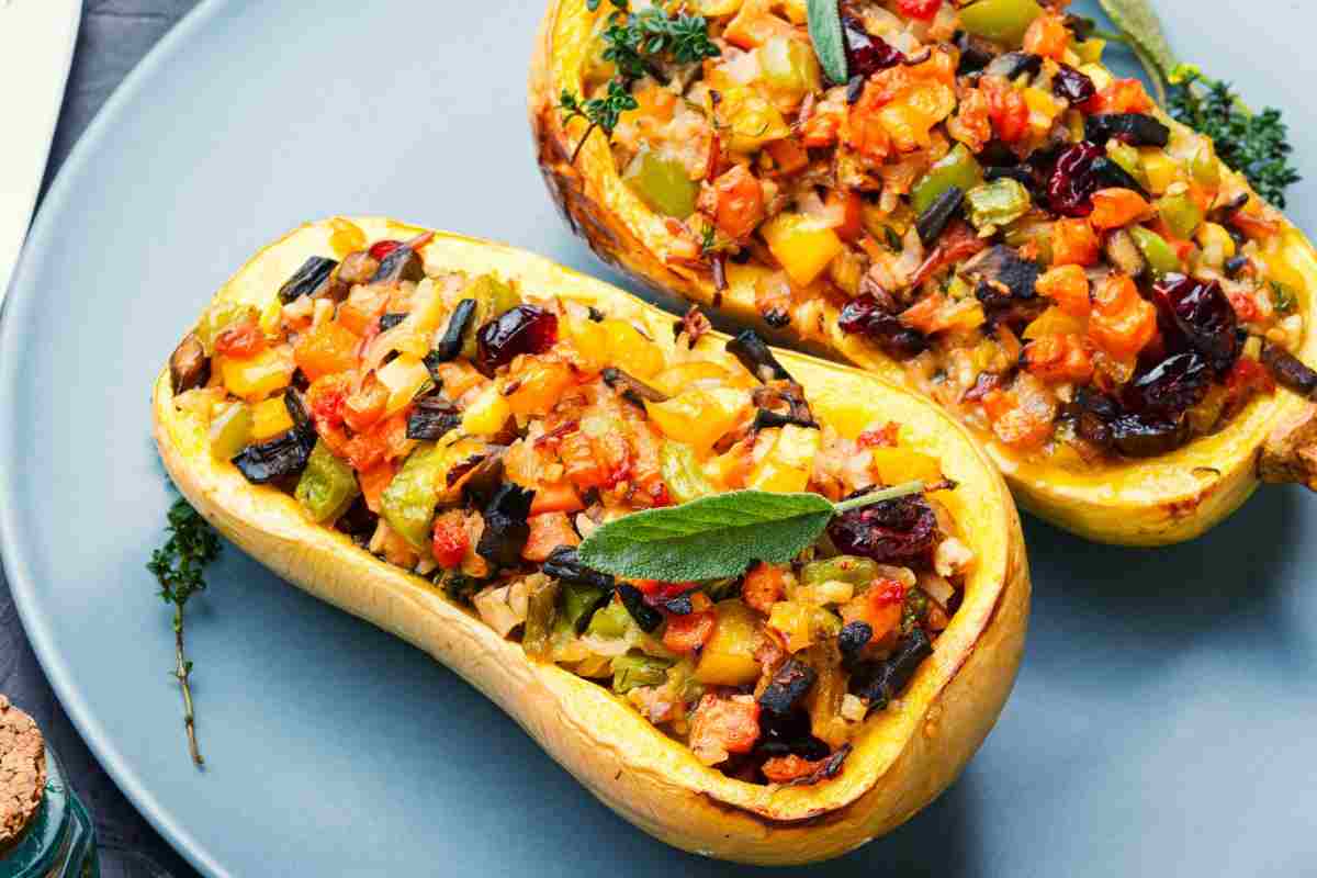 zucche ripiene butternut con verdure