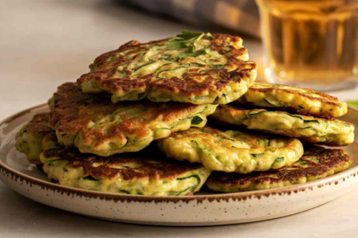 piatto con Frittelle di zucchine con carote e cipolle