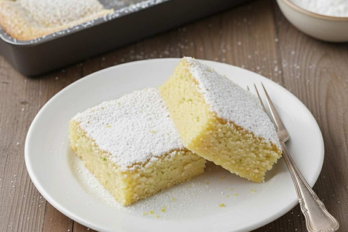 pezzetti di brownies al limone con zucchero a velo