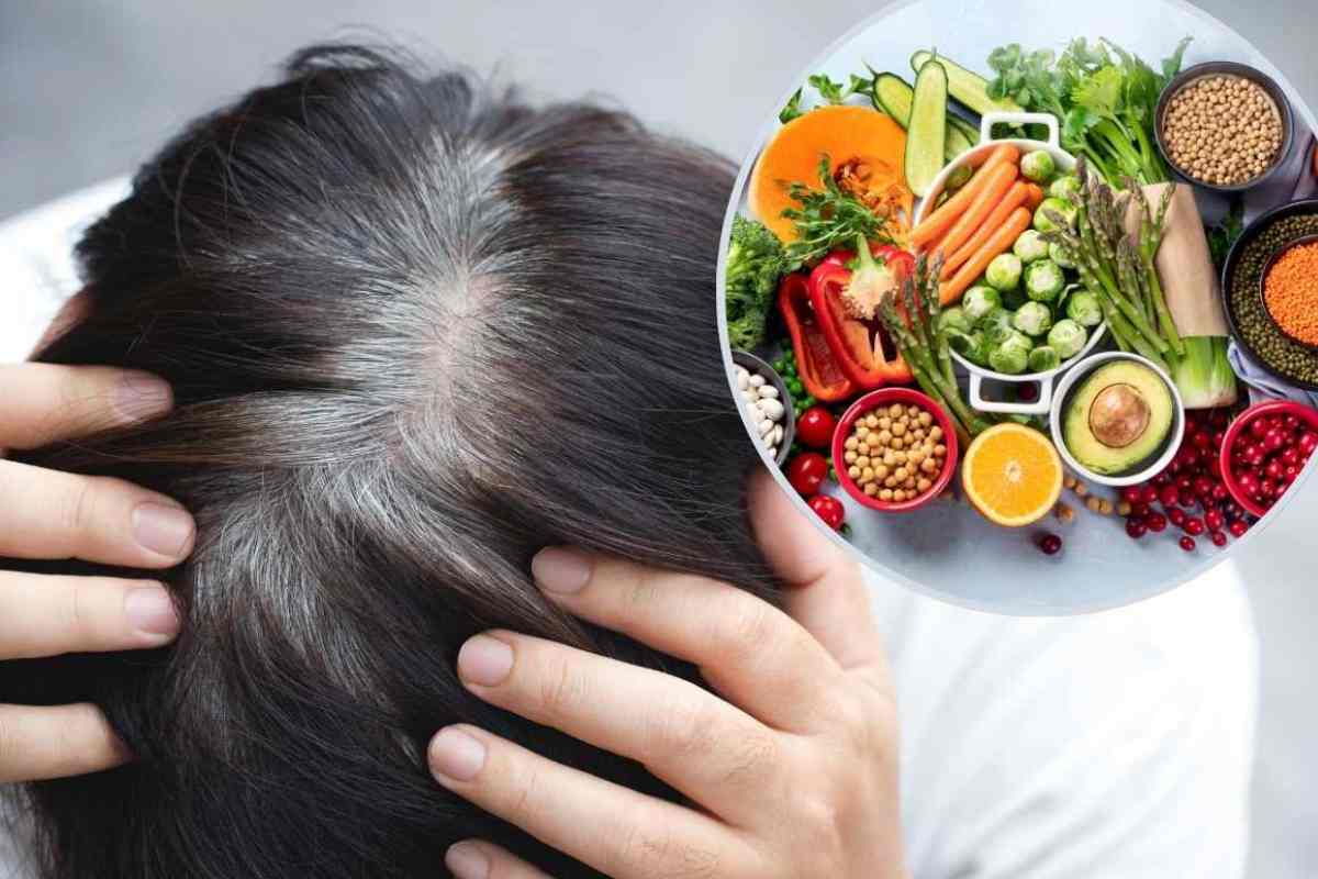 persona mostra i capelli bianchi e alimenti nel riquadro