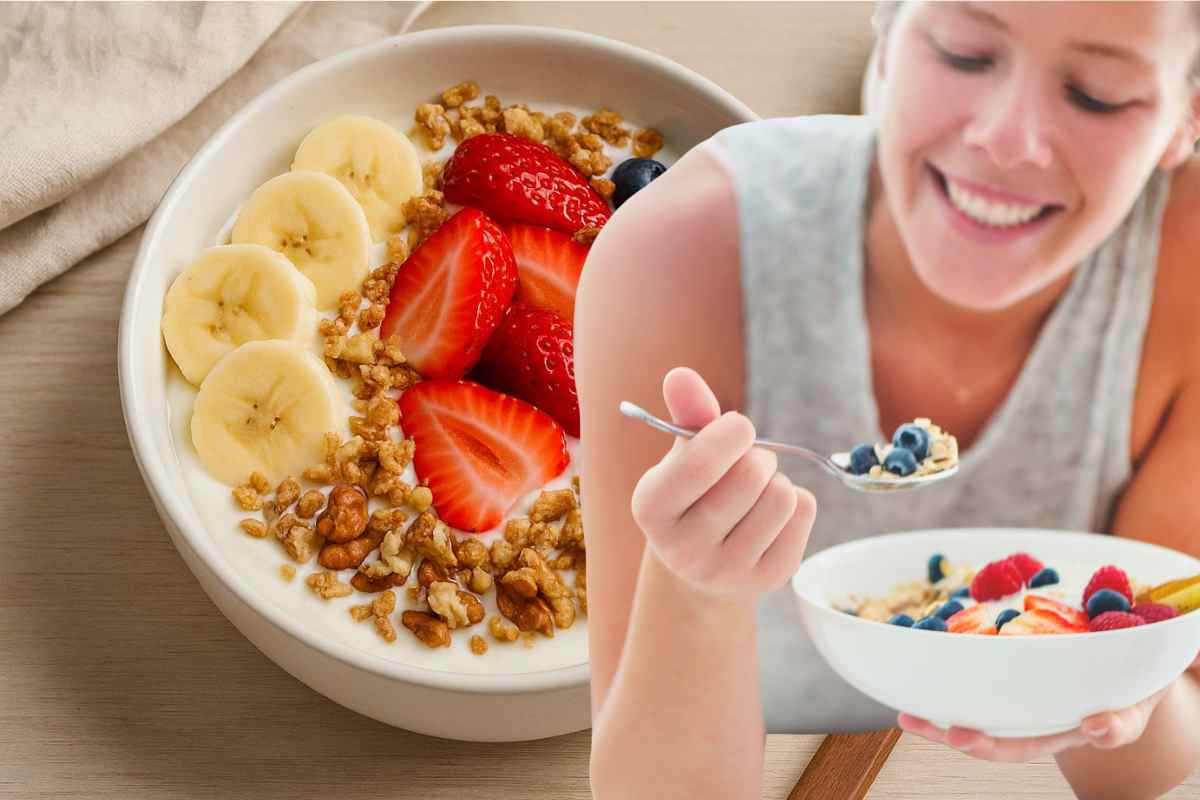 Una colazione sana ed una donna che mangia