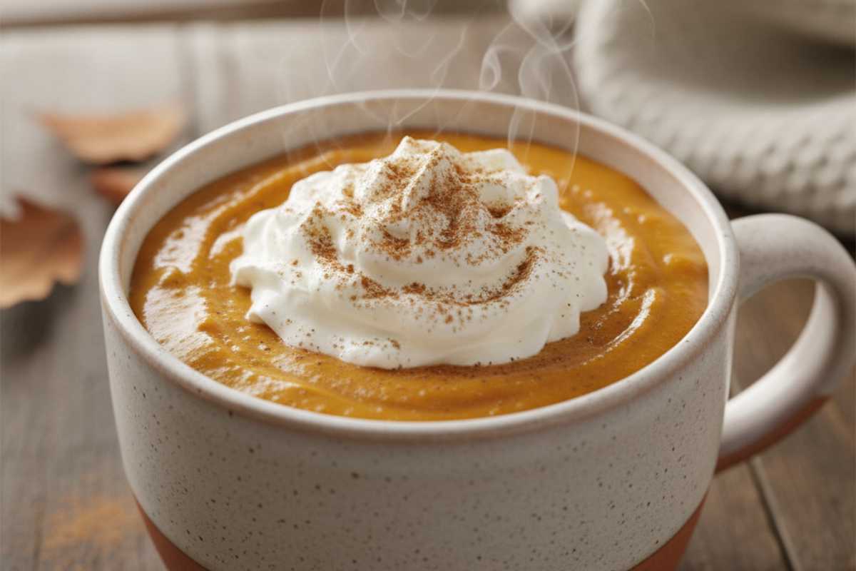 una crema alla zucca con panna montata