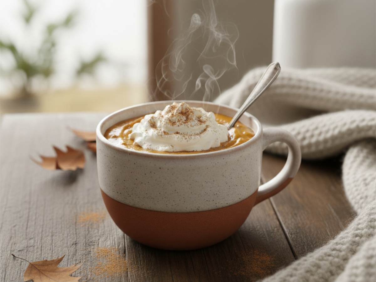 un tazza contenente crema di zucca