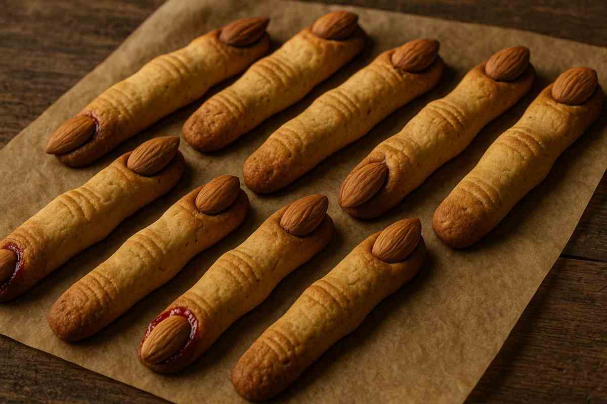 Dita di mostro alla mandorla e cannella su della carta forno