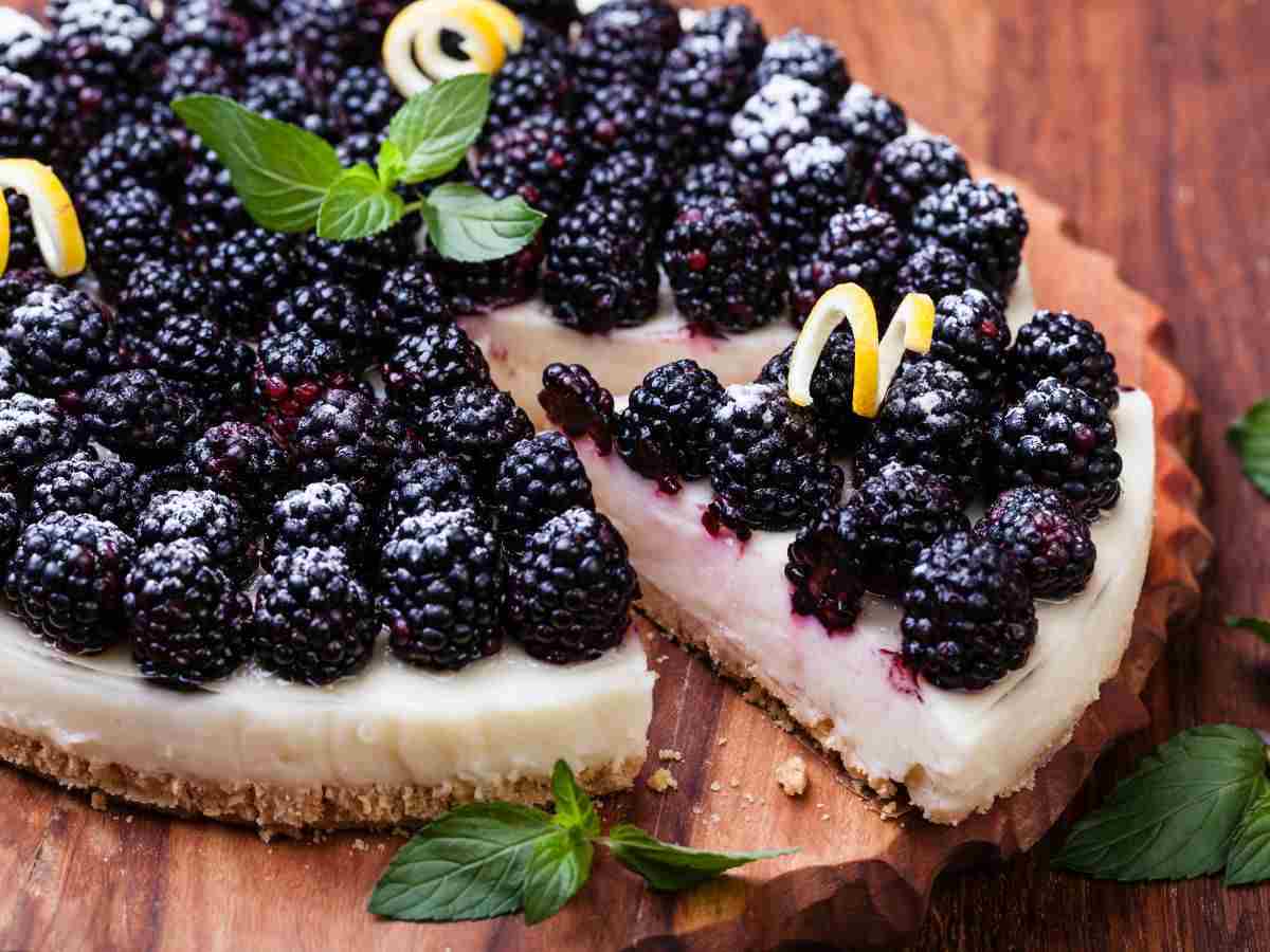 una cheesecake fredda con more