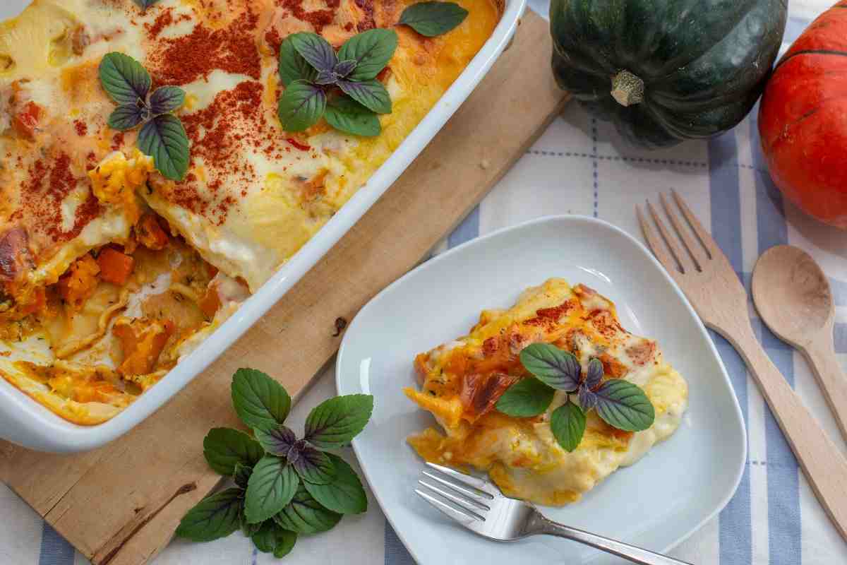 lasagne di zucca in un piatto