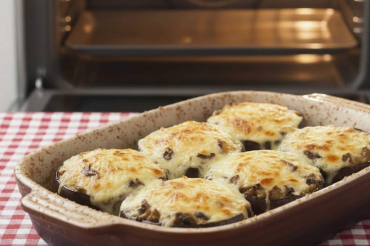 teglia con melanzane ripiene dorate