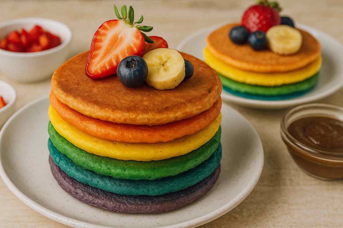 Da quando preparo i pancake arcobaleno è una gioia per i bimbi in casa, è la merenda più colorata che ci sia
