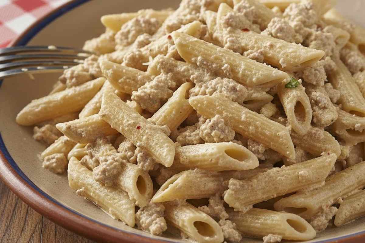 pasta condita con carne macinata e ricotta