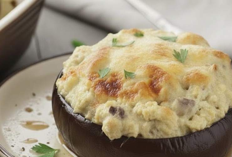 melanzana ripiena con ricotta e funghi