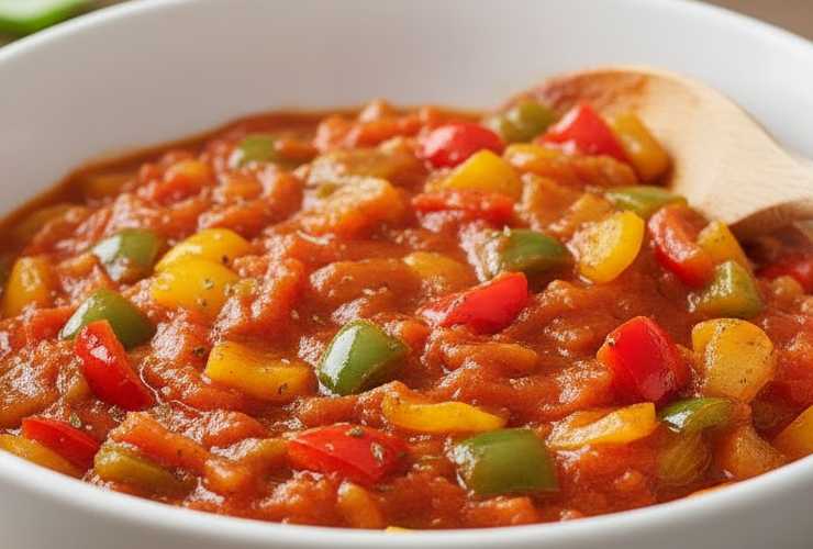 peperoni al sugo di pomodoro in un piatto