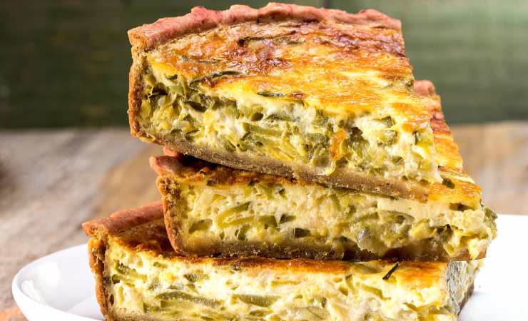 fette di torta salata ai porri