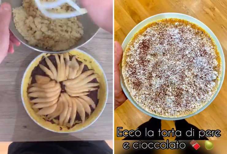 preparazione torta pere e cioccolato
