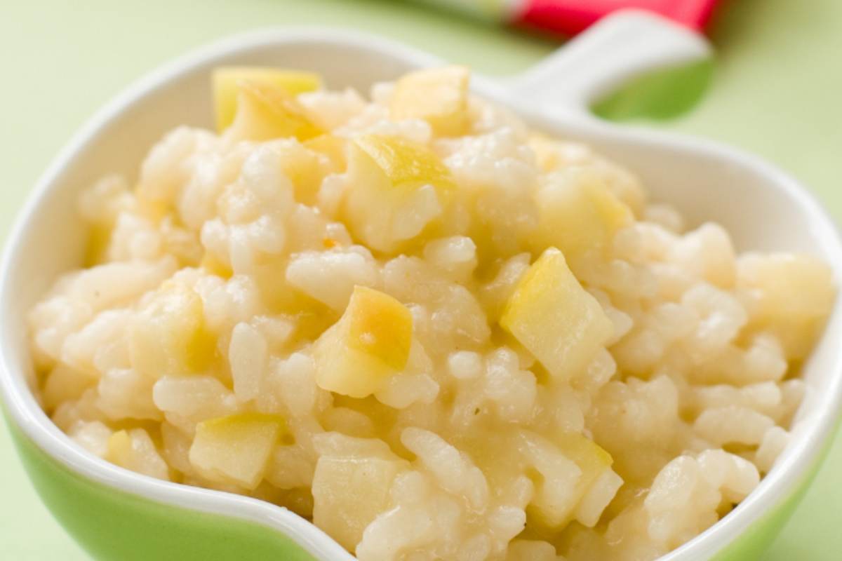 risotto con pezzi di mele