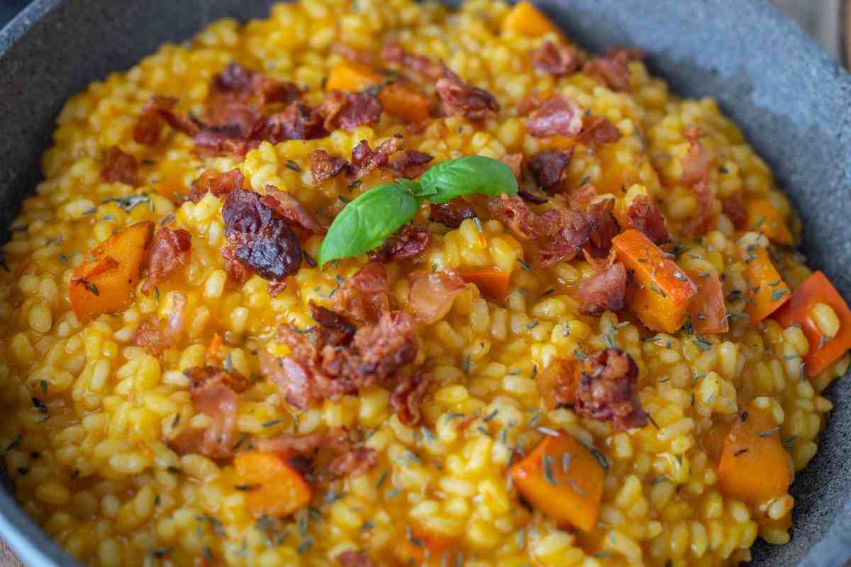 risotto alla zucca con pancetta abbrustolita