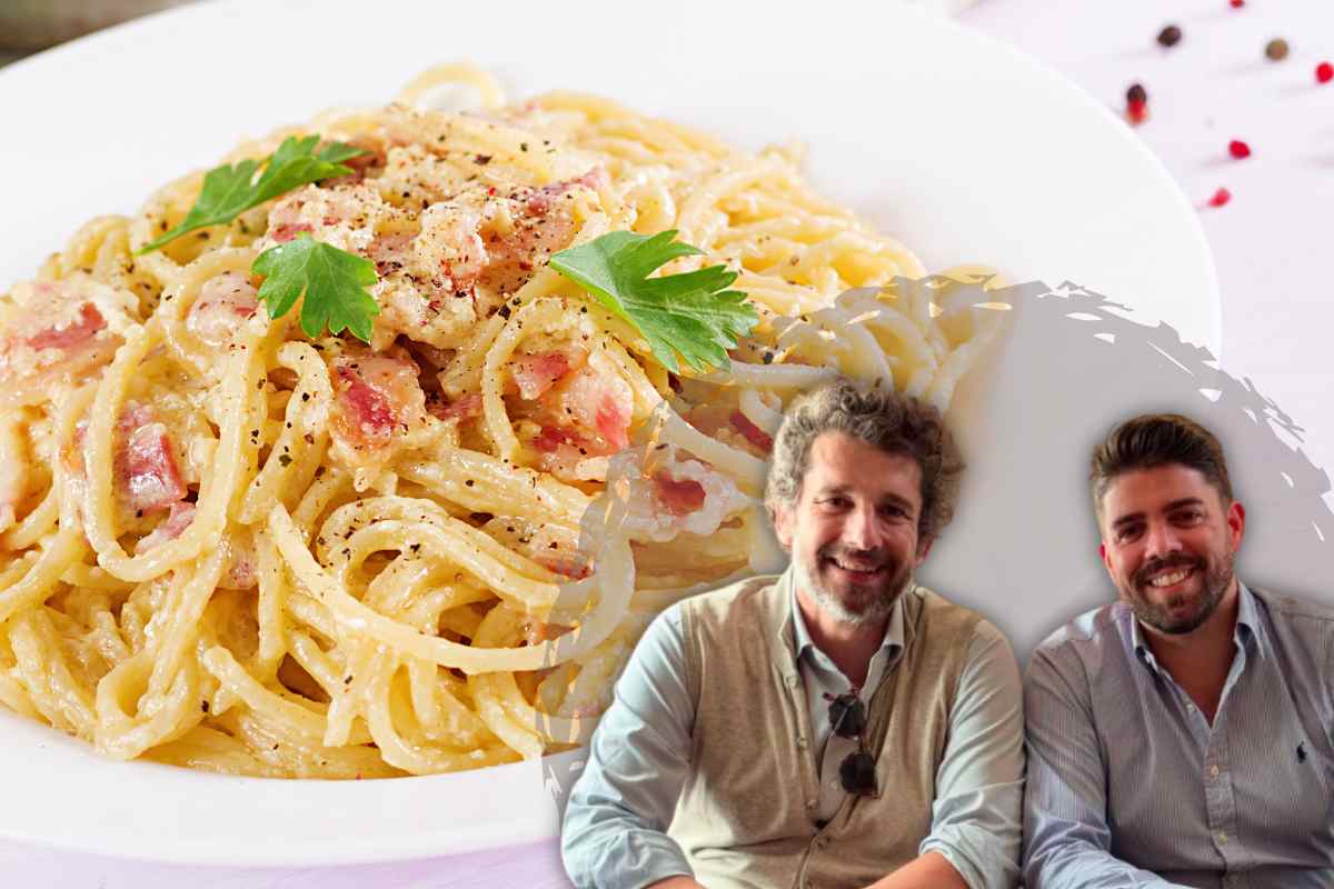 piatto di carbonara e Blasco Pulieri e Corrado Sassu