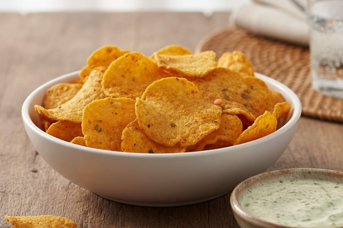 ciotola con chips di lenticchie