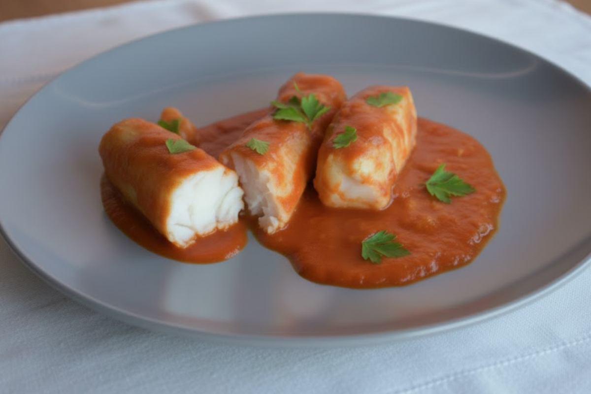 merluzzo con sugo di pomodoro