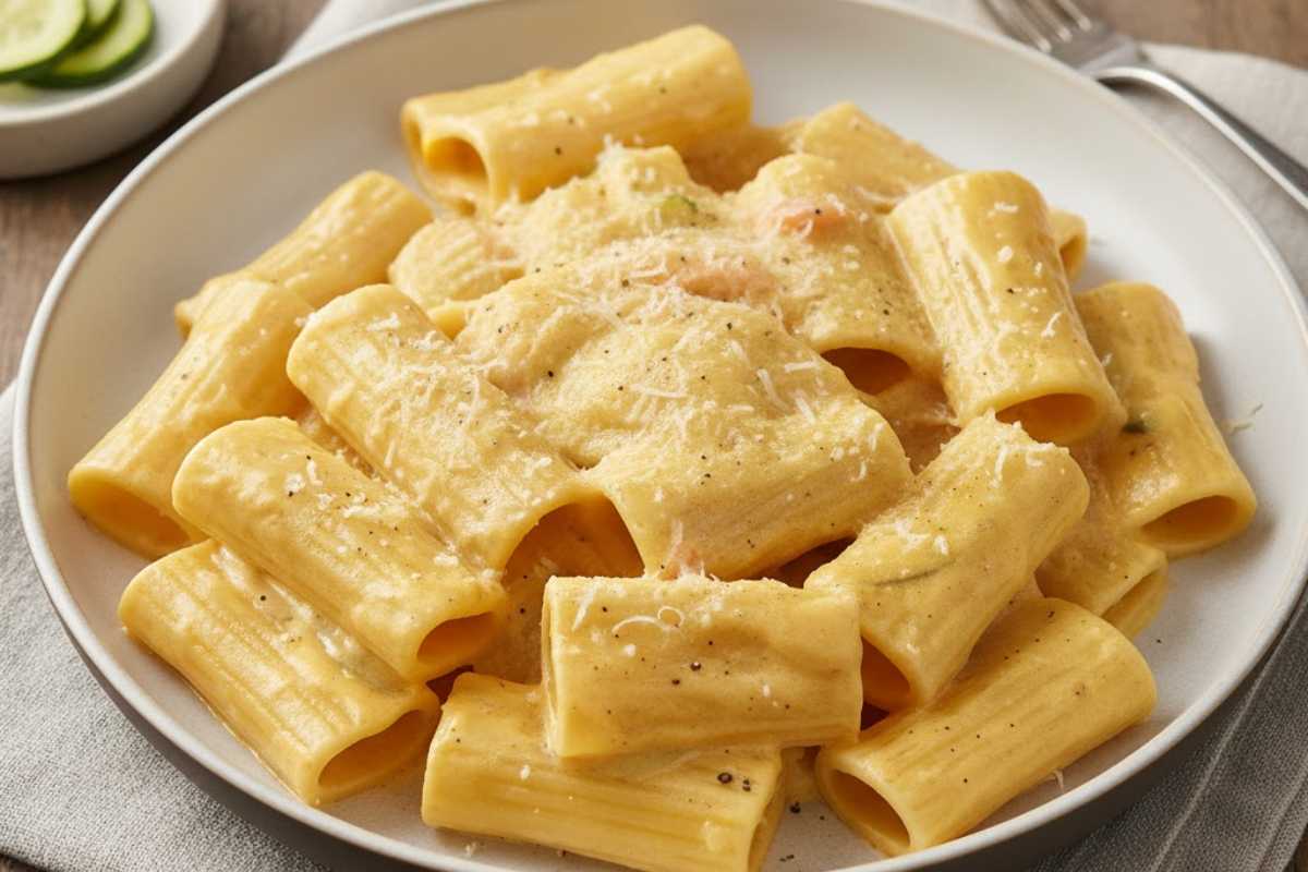 paccheri con crema di zucchine e carote