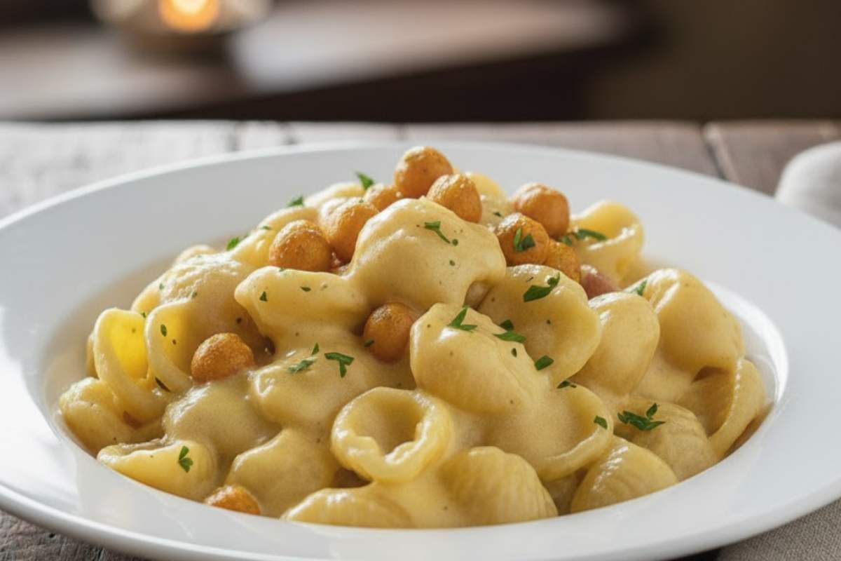 pasta con crema di cavolfiore e ceci