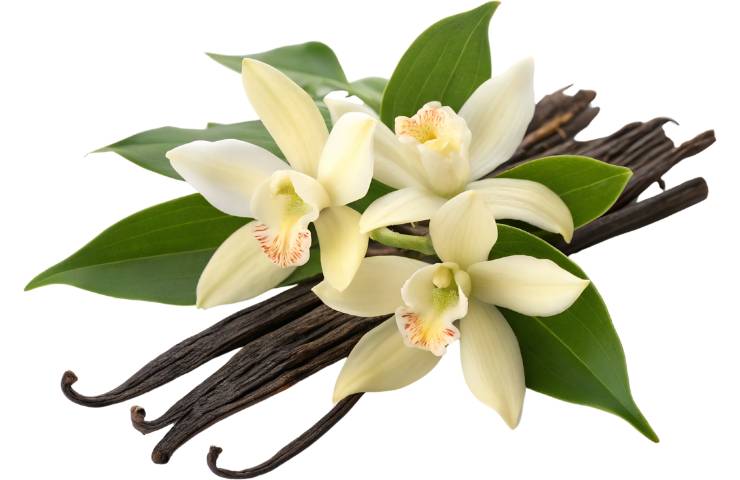 Bacche di vaniglia con fiori