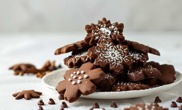 piatto di biscotti al cioccolato