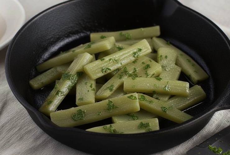 cardi a pezzetti in padella con olio e aromi