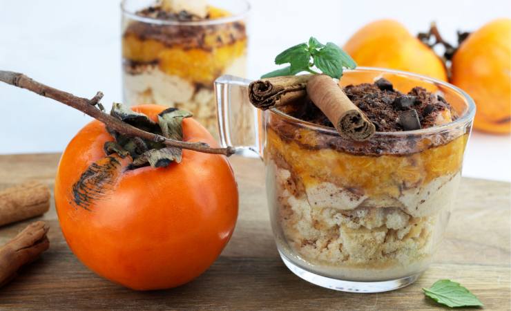 coppette di ricotta cachi e cioccolato