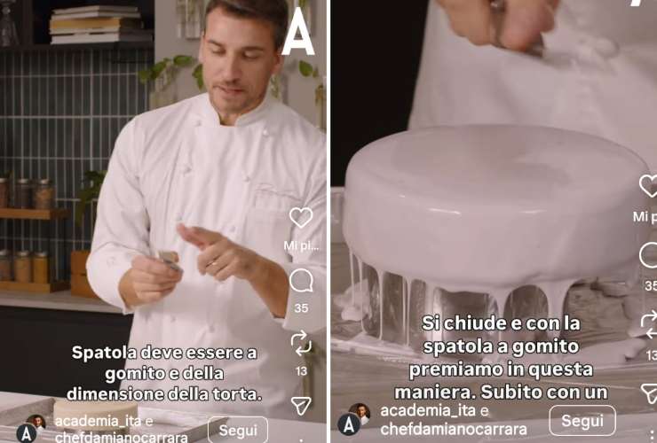 Damiano Carrara glassa a specchio una torta