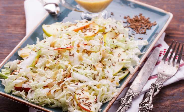 insalata di cavolo cappuccio e semi di lino