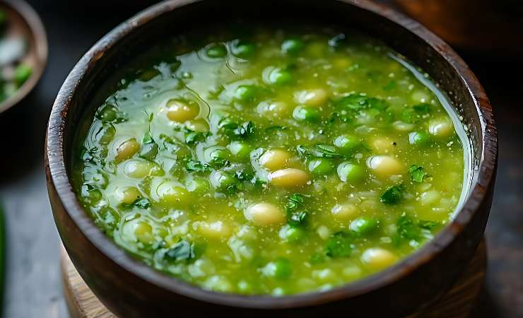 scodella di minestrone verde