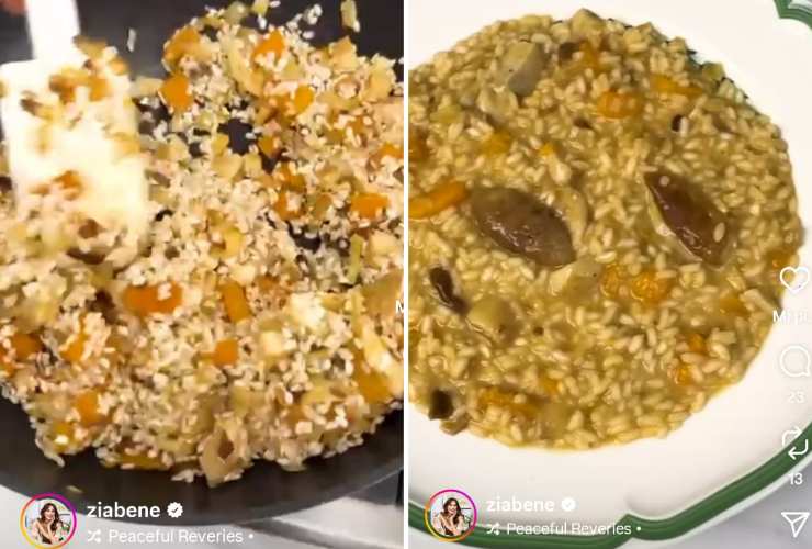 preparazione risotto funghi e zucca